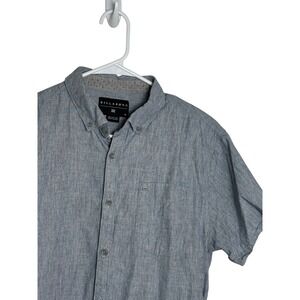 Billabong Mens Short Sleeve Button Down Shirt Gray Cotton Size Medium Retro